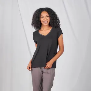 Classic V Neck Pajama Tee, Black