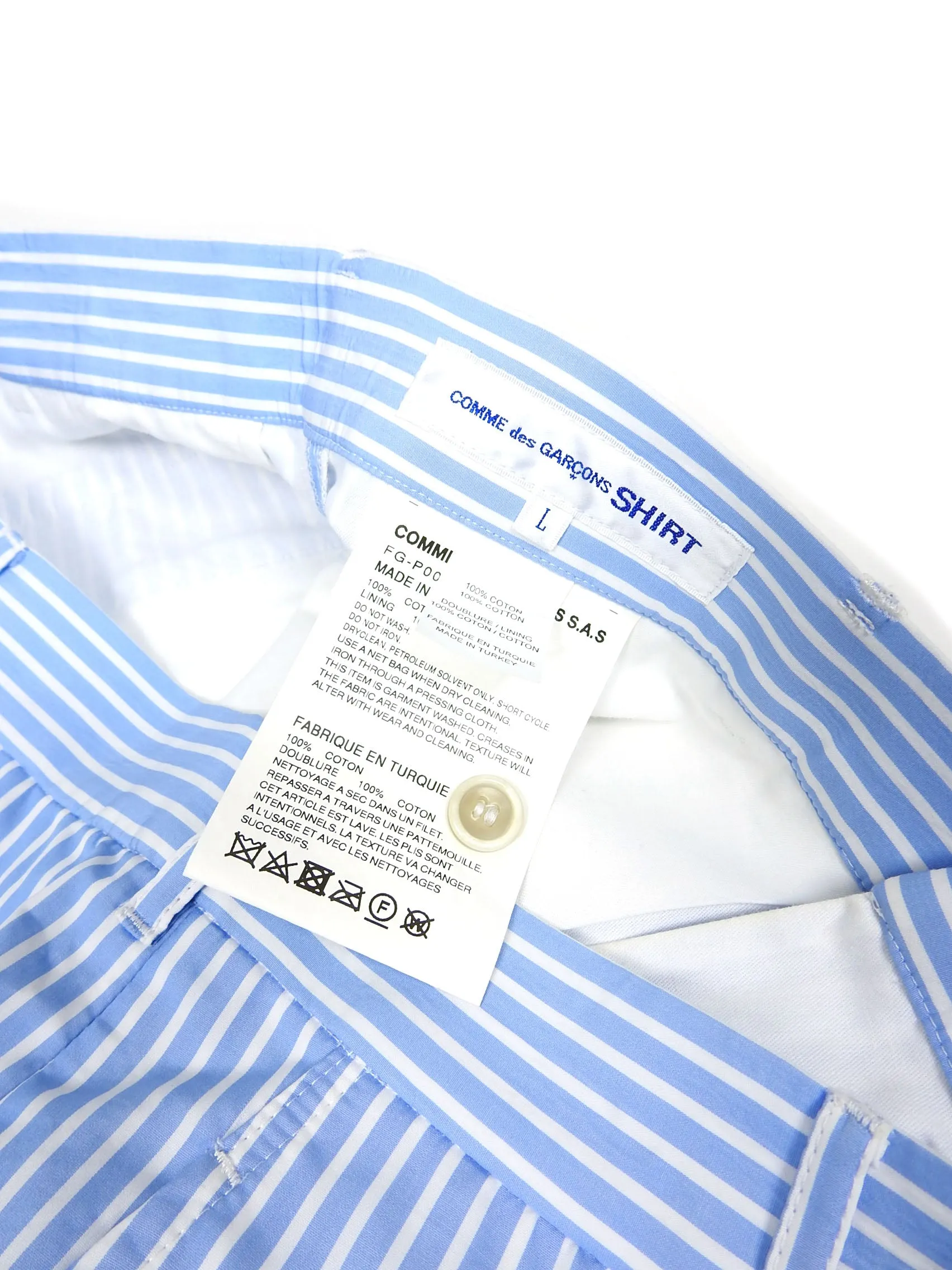 Comme Des Garcons SHIRT Blue Striped Pants Size Large