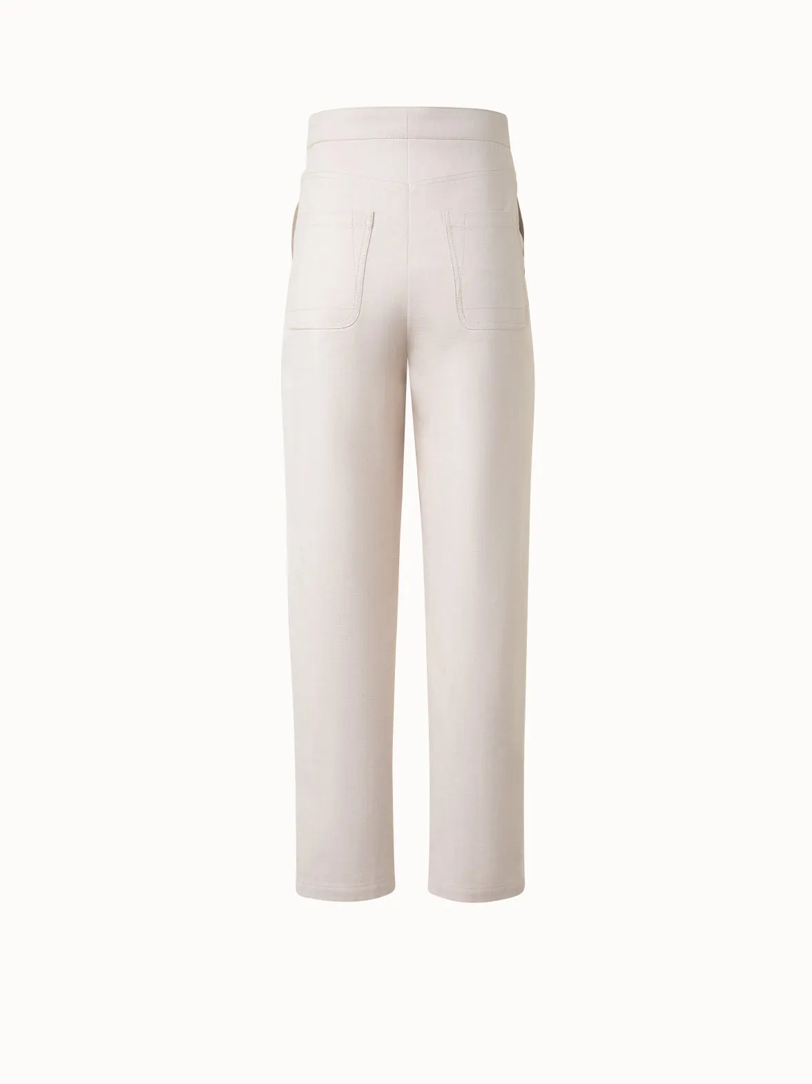 Conical Ankle-Length Cotton Denim Stretch Pants