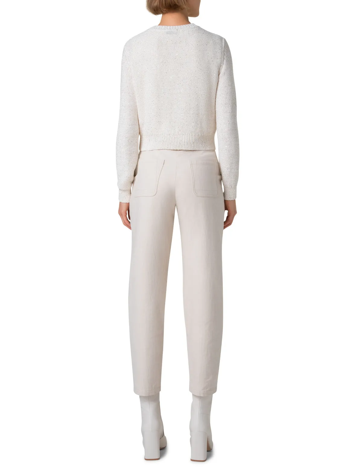 Conical Ankle-Length Cotton Denim Stretch Pants