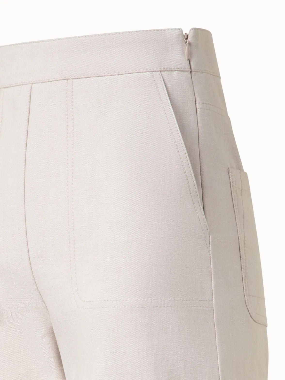 Conical Ankle-Length Cotton Denim Stretch Pants