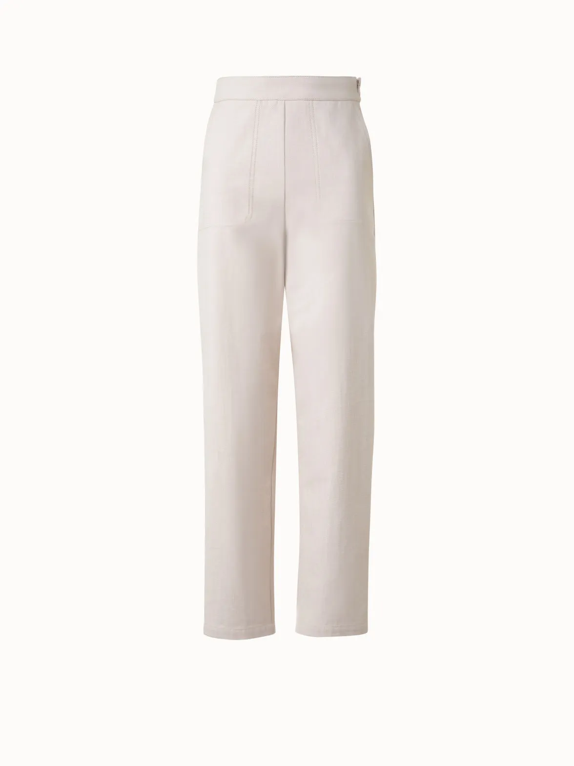 Conical Ankle-Length Cotton Denim Stretch Pants