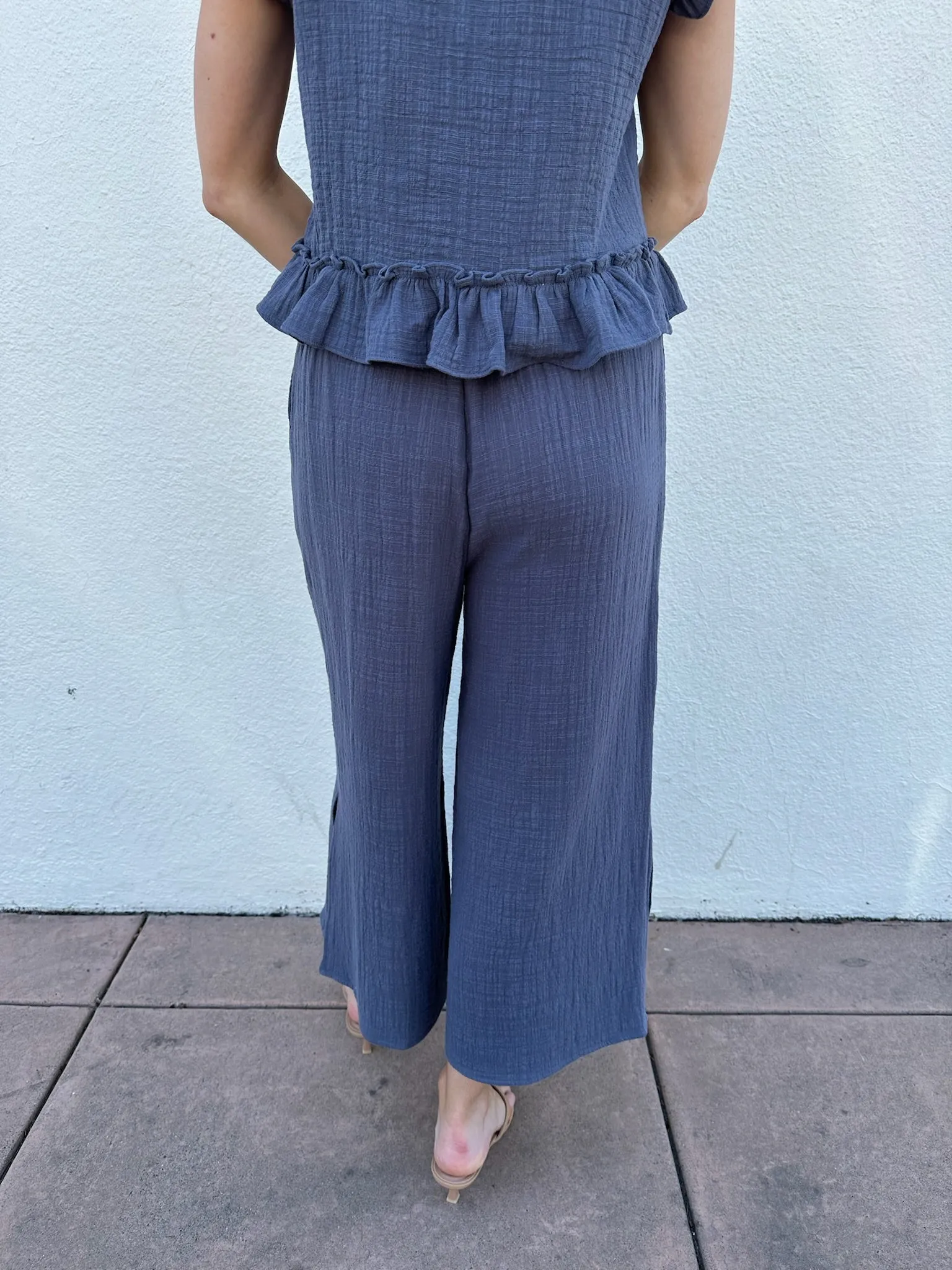 Cotton Gauze Elastic Waist Pants