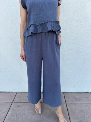 Cotton Gauze Elastic Waist Pants