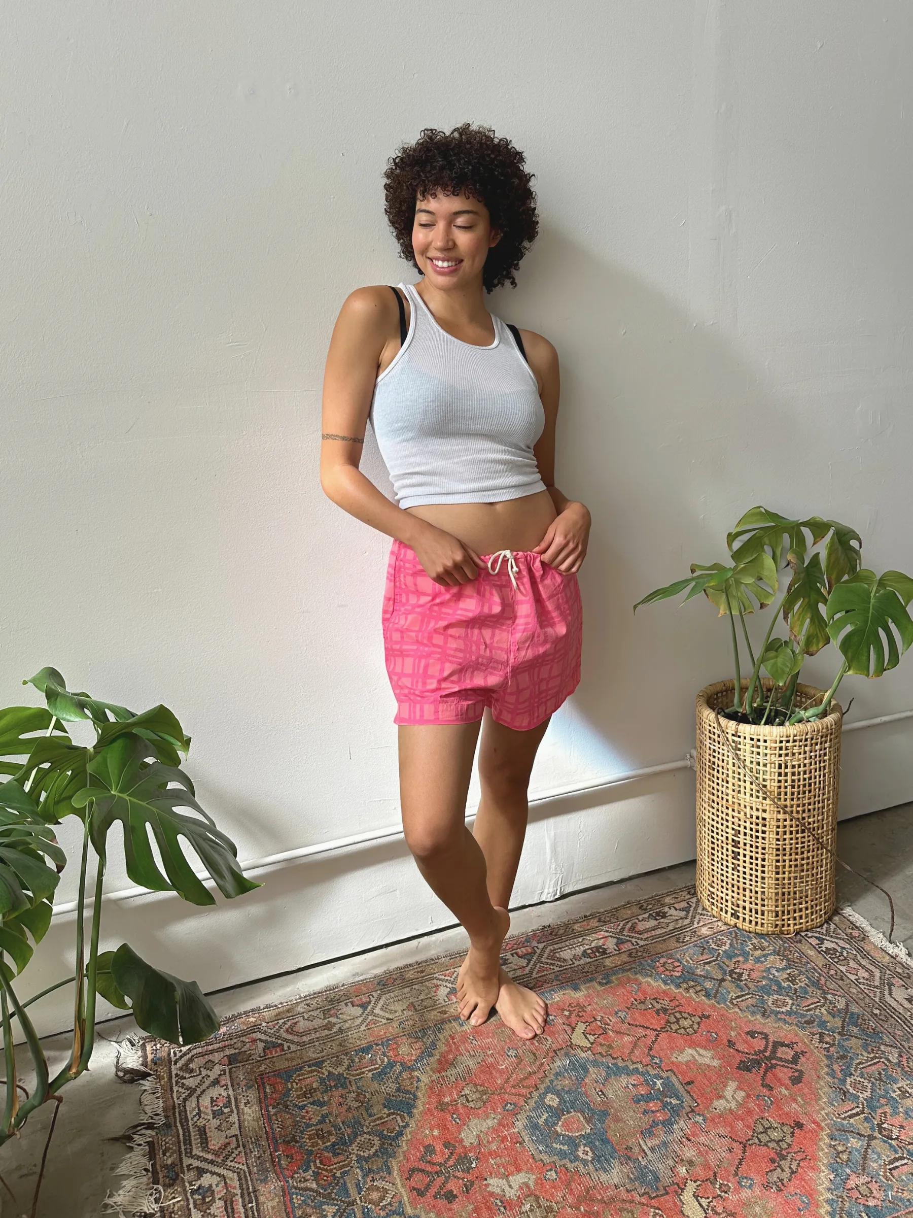 Cotton Poplin Shorts - Celeste - Faded Black - Deep Natural  *FACTORY SECOND*