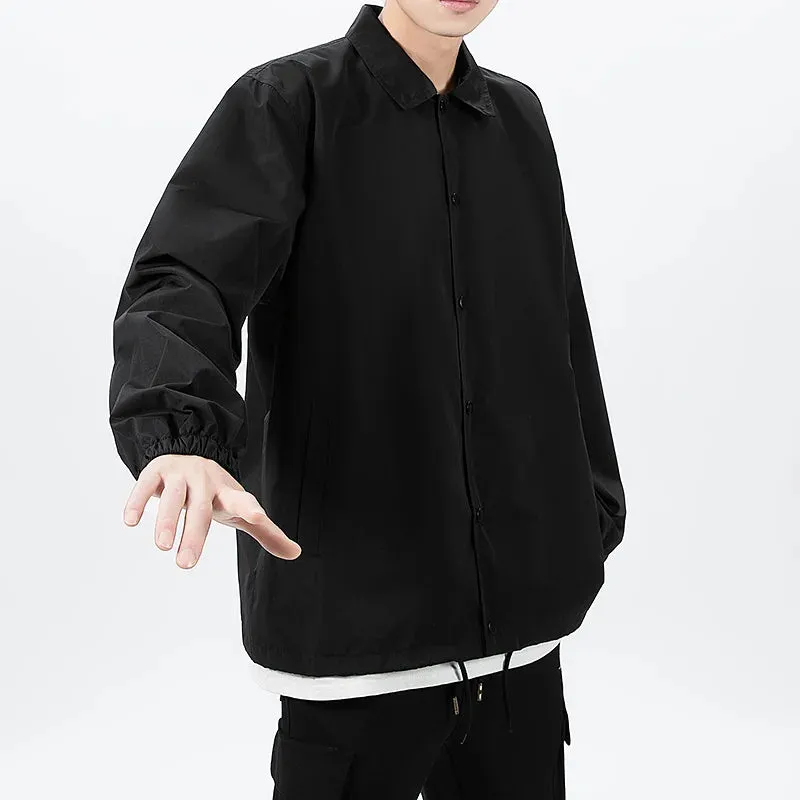 Custom Logo Hip Hop Streetwear Plain Black Coach Jackets Vintage Waterproof Lightweight Windbreaker Coach Jacket For Men