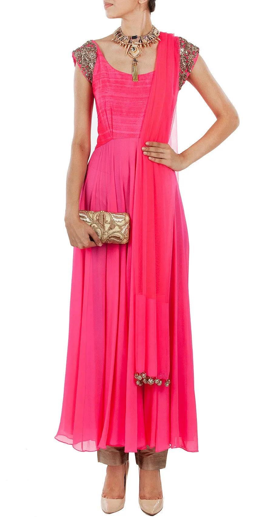 Dark pink color anarkali