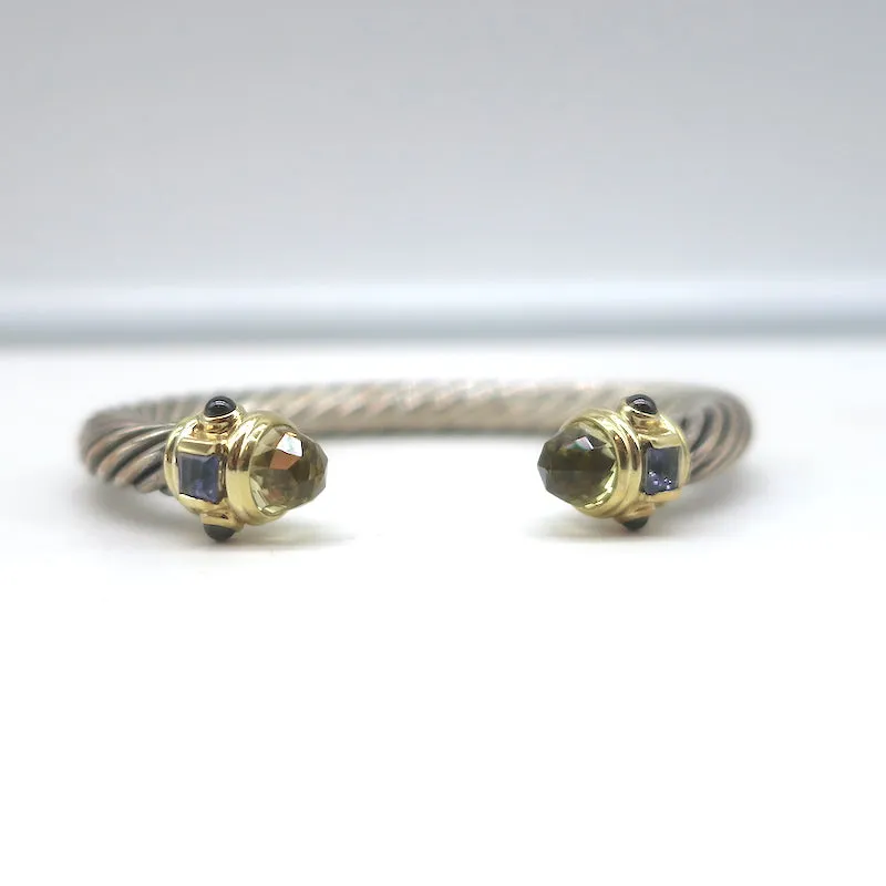 David Yurman Renaissance Cabochon Cuff Bracelet Sterling Silver & 14k Gold