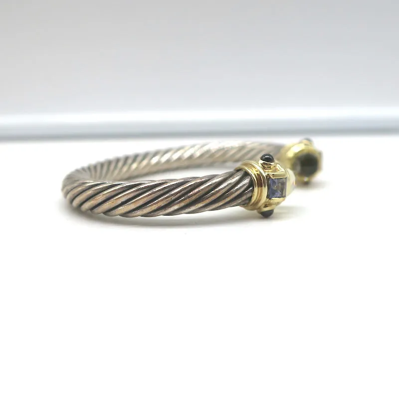 David Yurman Renaissance Cabochon Cuff Bracelet Sterling Silver & 14k Gold