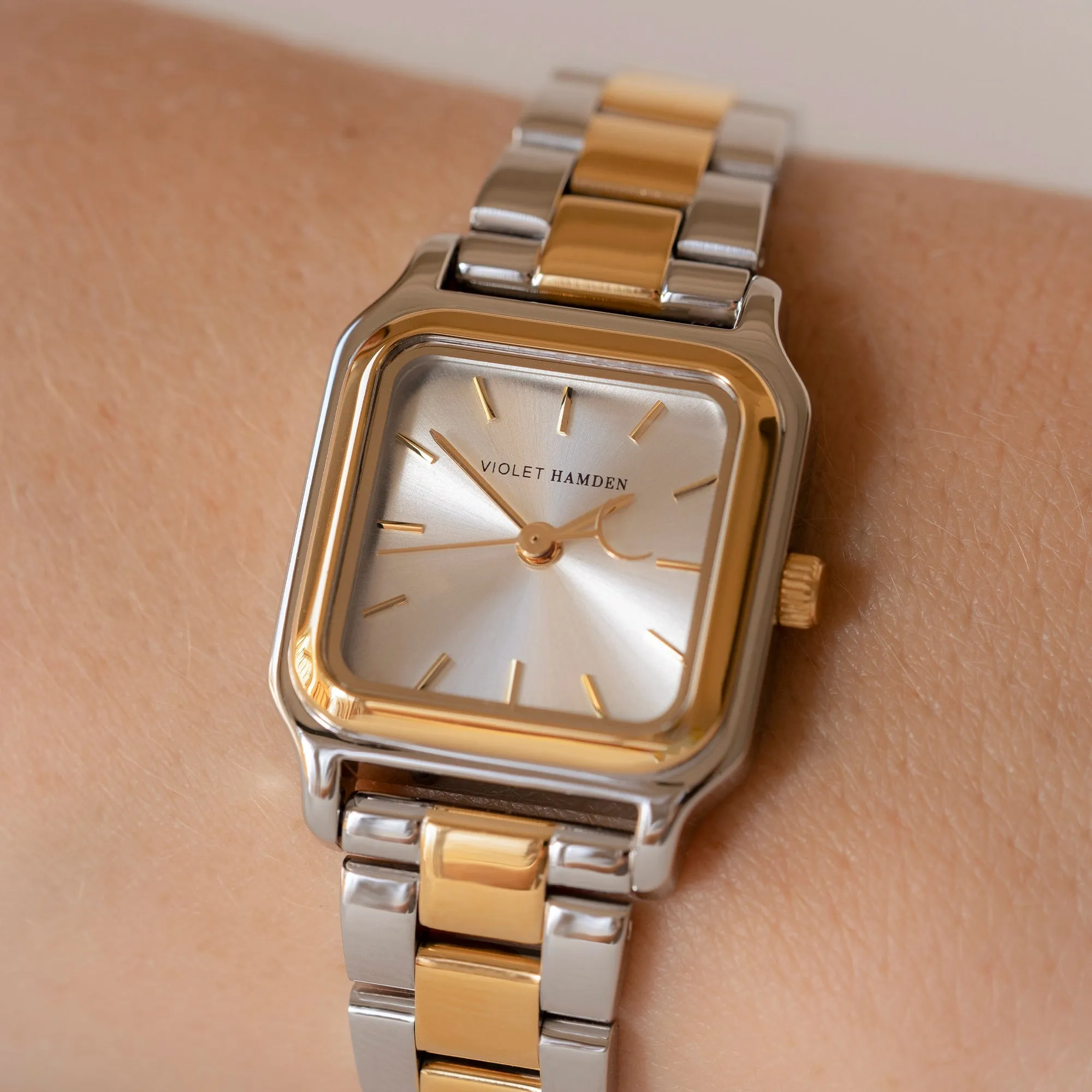 Dawn Base square ladies watch gold and silver coloured