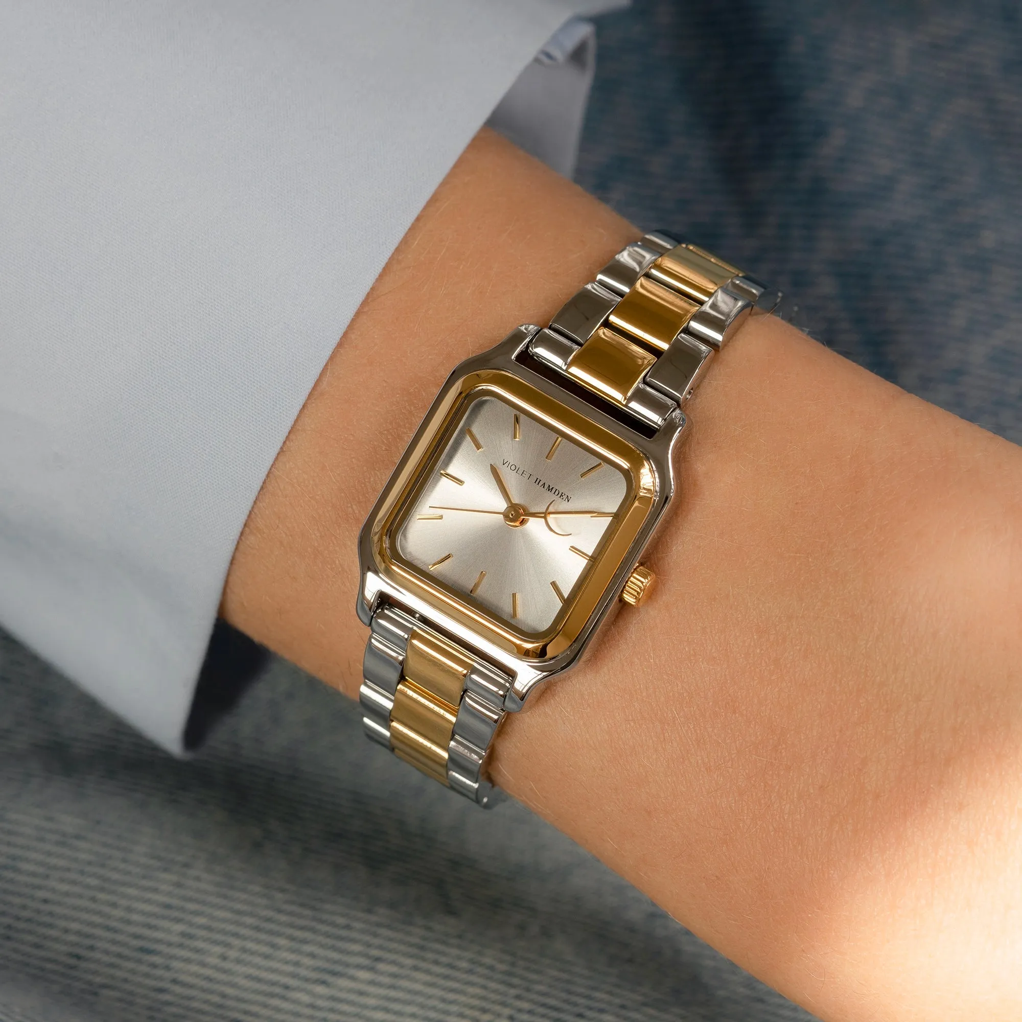 Dawn Base square ladies watch gold and silver coloured