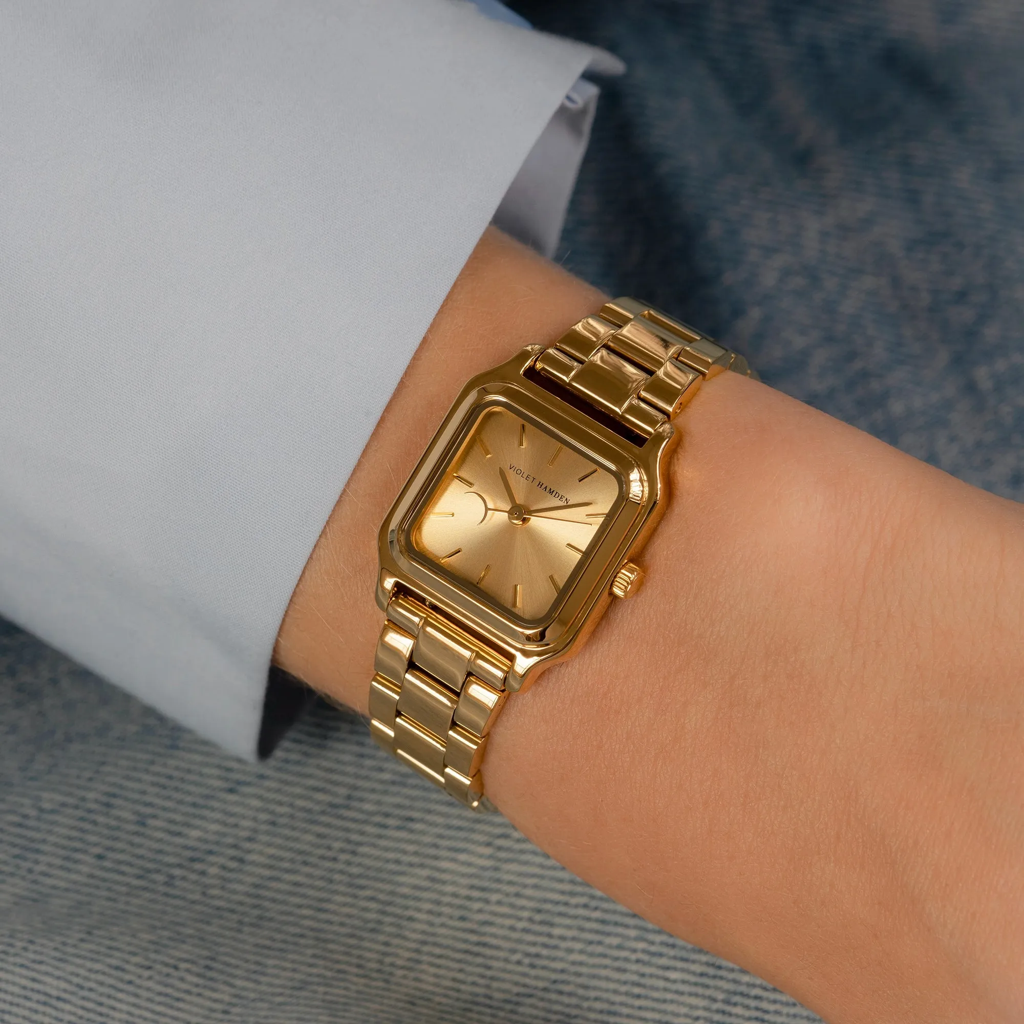 Dawn Base square ladies watch gold coloured