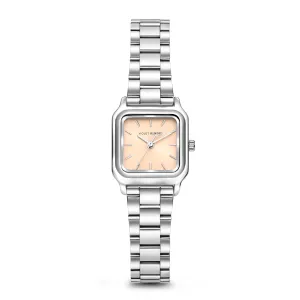 Dawn Base square ladies watch silver coloured and taupe