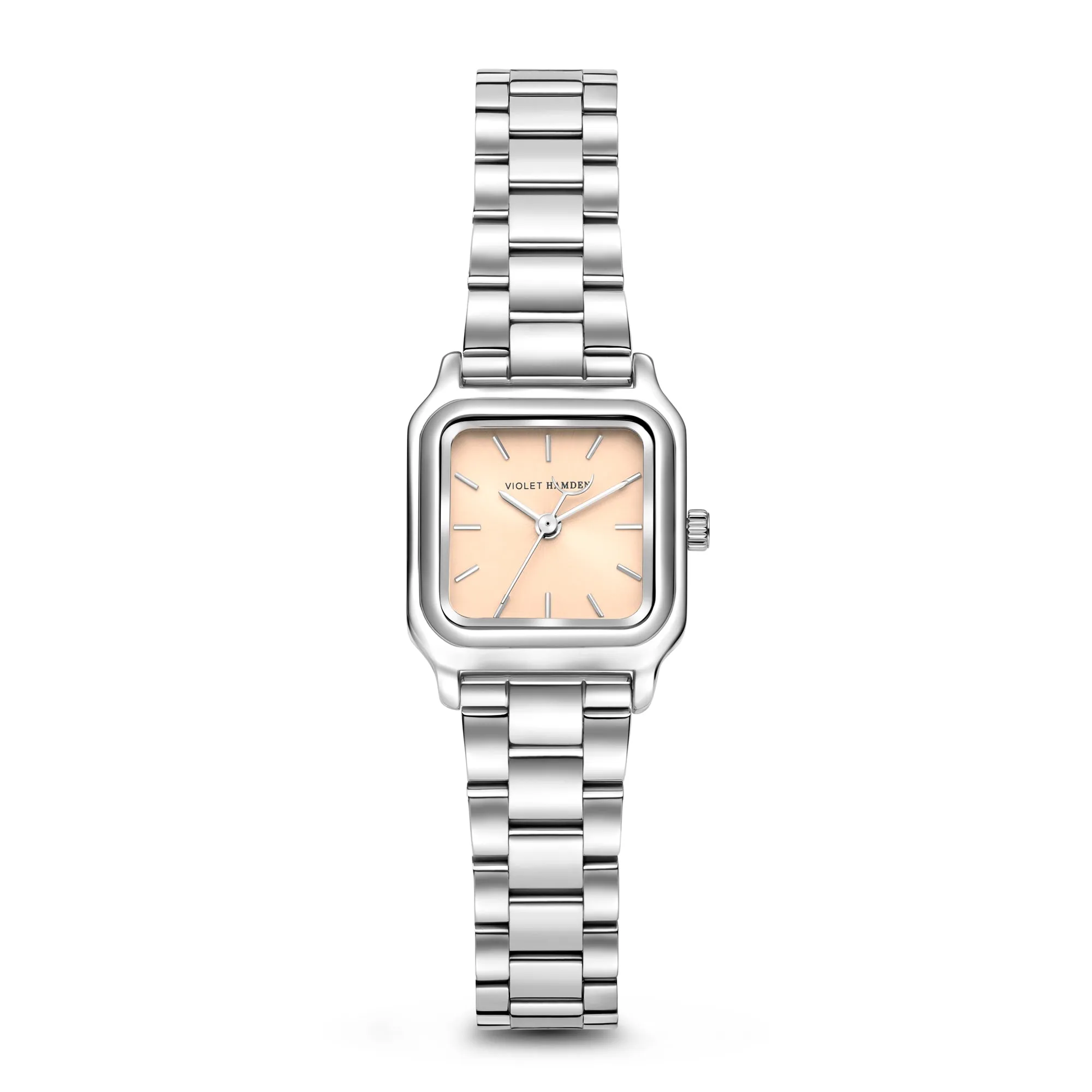 Dawn Base square ladies watch silver coloured and taupe