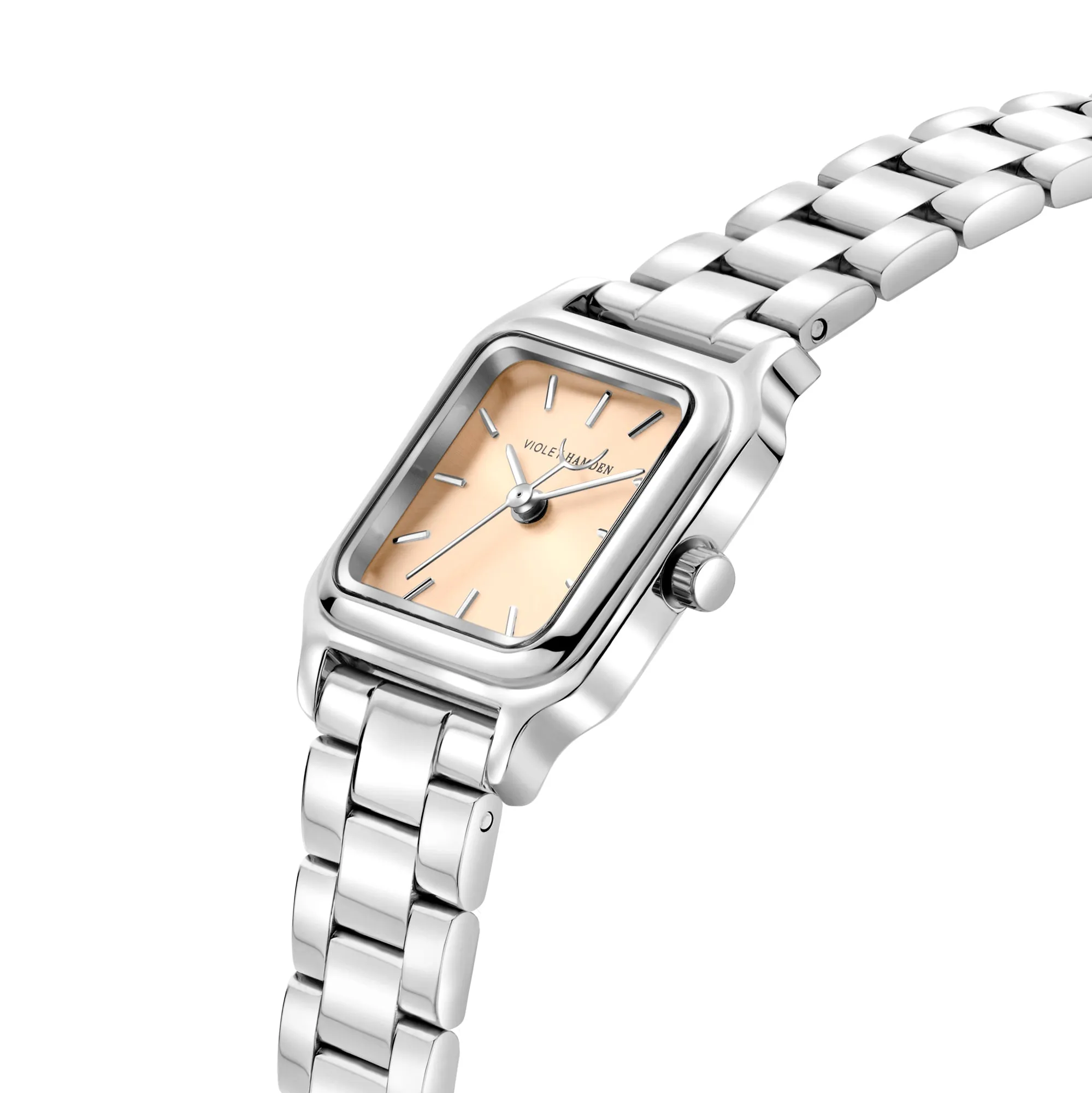 Dawn Base square ladies watch silver coloured and taupe