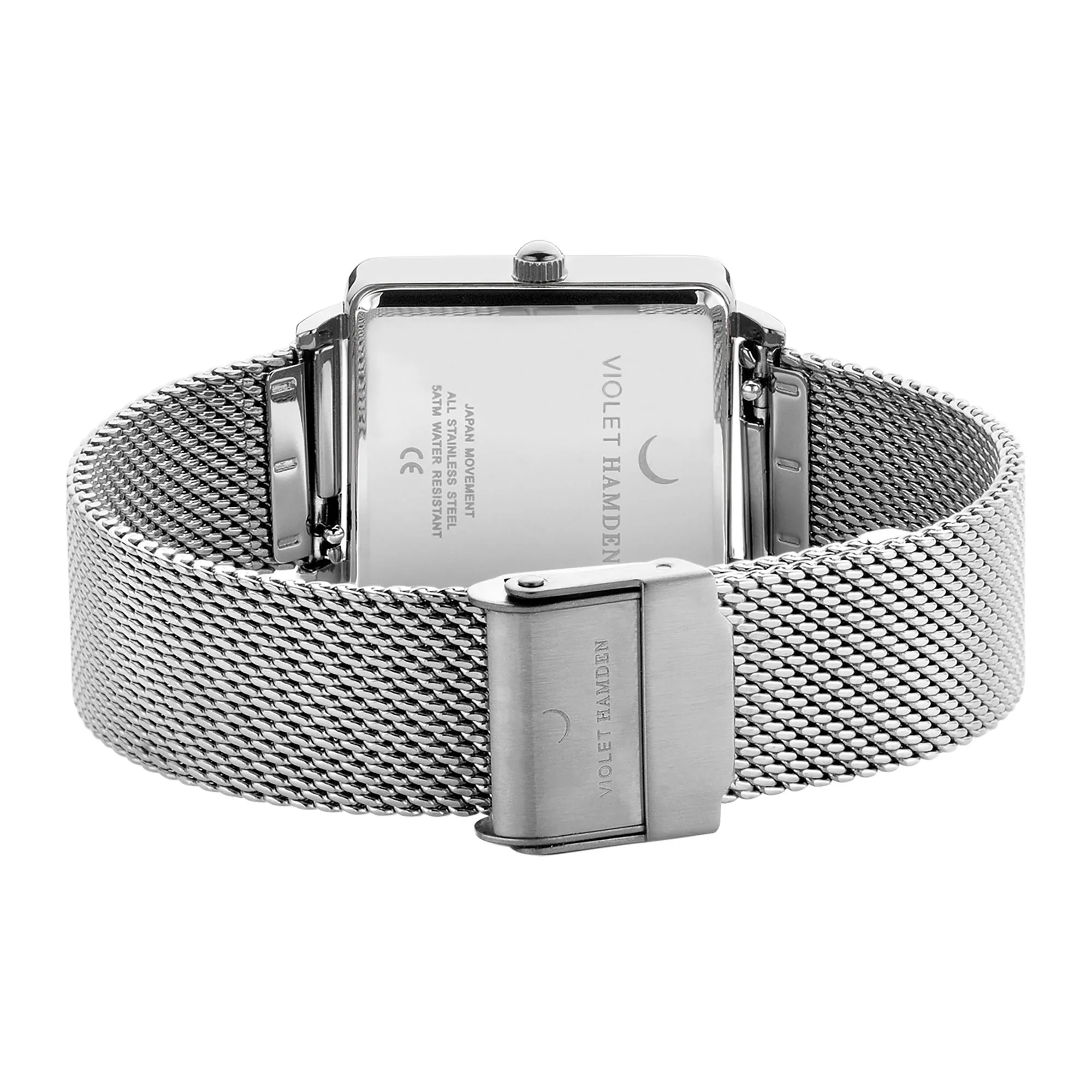 Dawn Base square ladies watch silver coloured and white