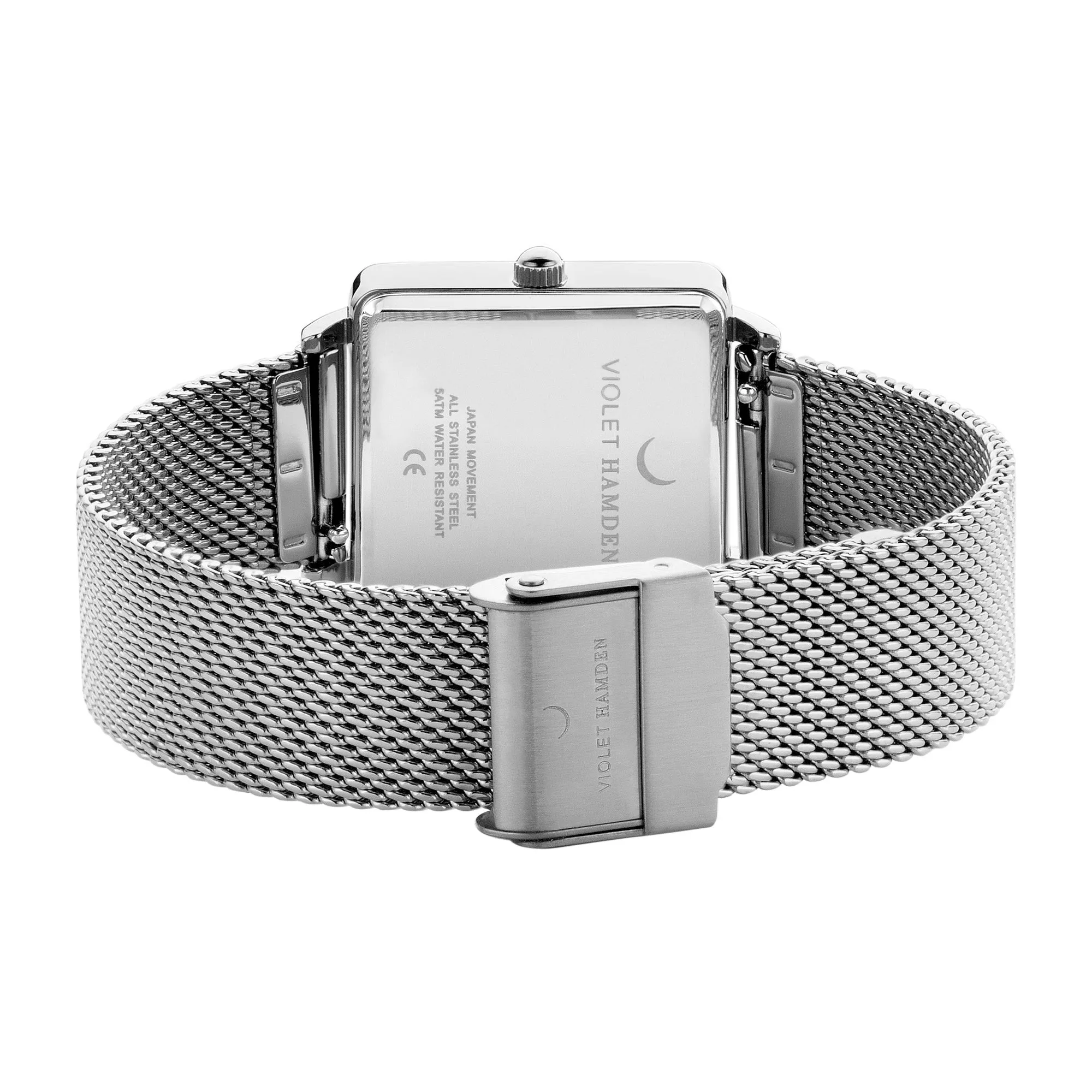 Dawn Base square ladies watch silver coloured and white