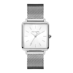 Dawn Base square ladies watch silver coloured and white