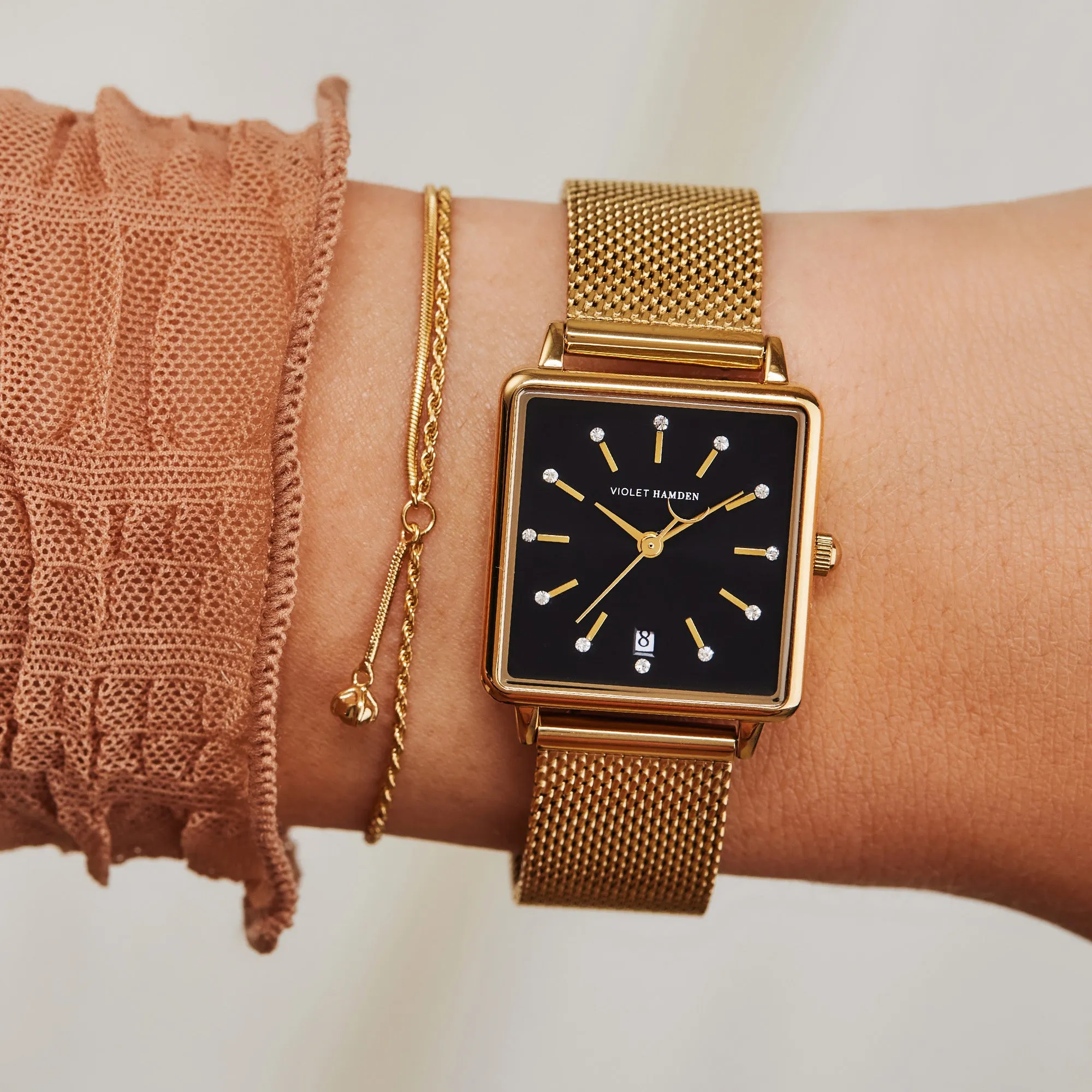 Dawn square ladies watch gold coloured and black