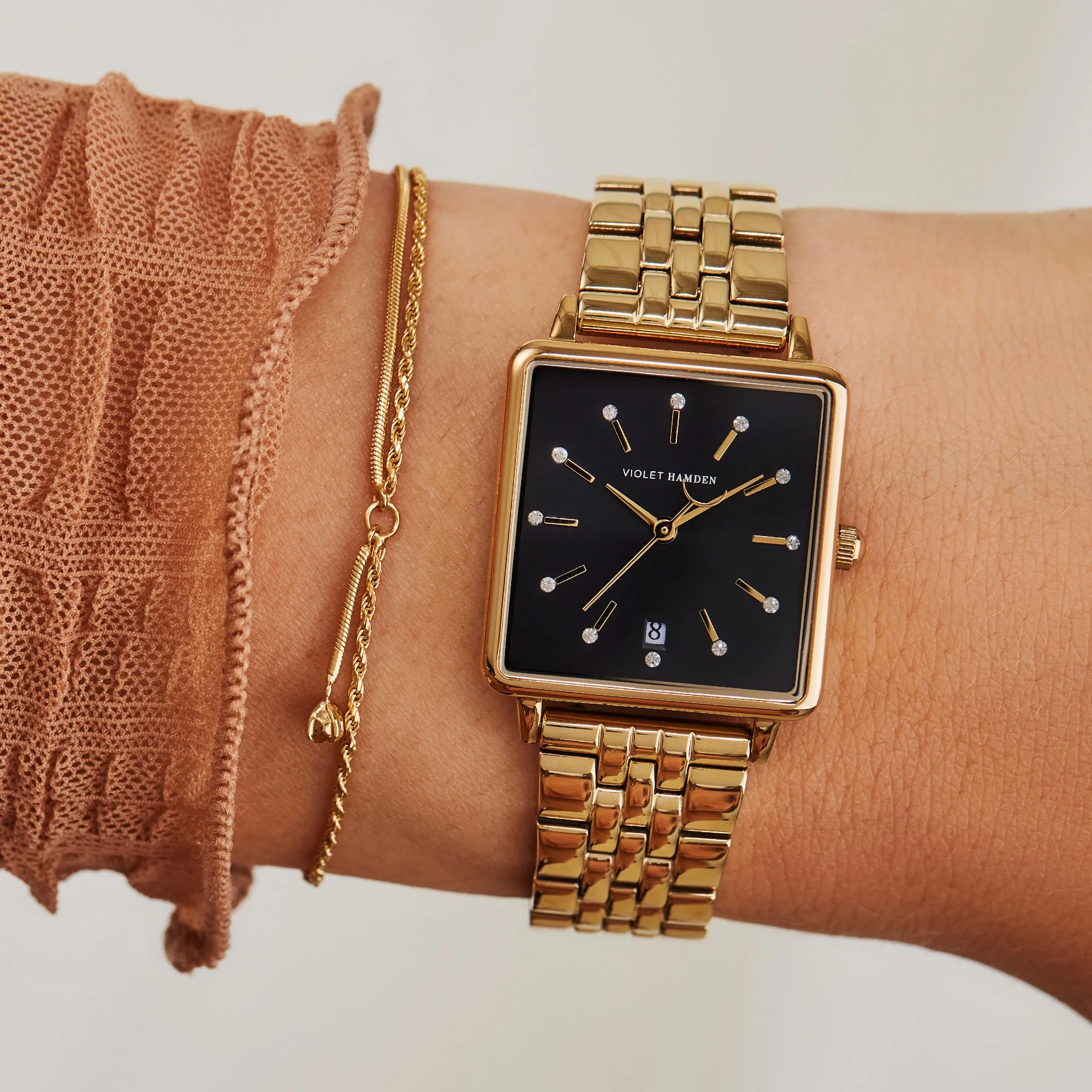 Dawn square ladies watch gold coloured and black