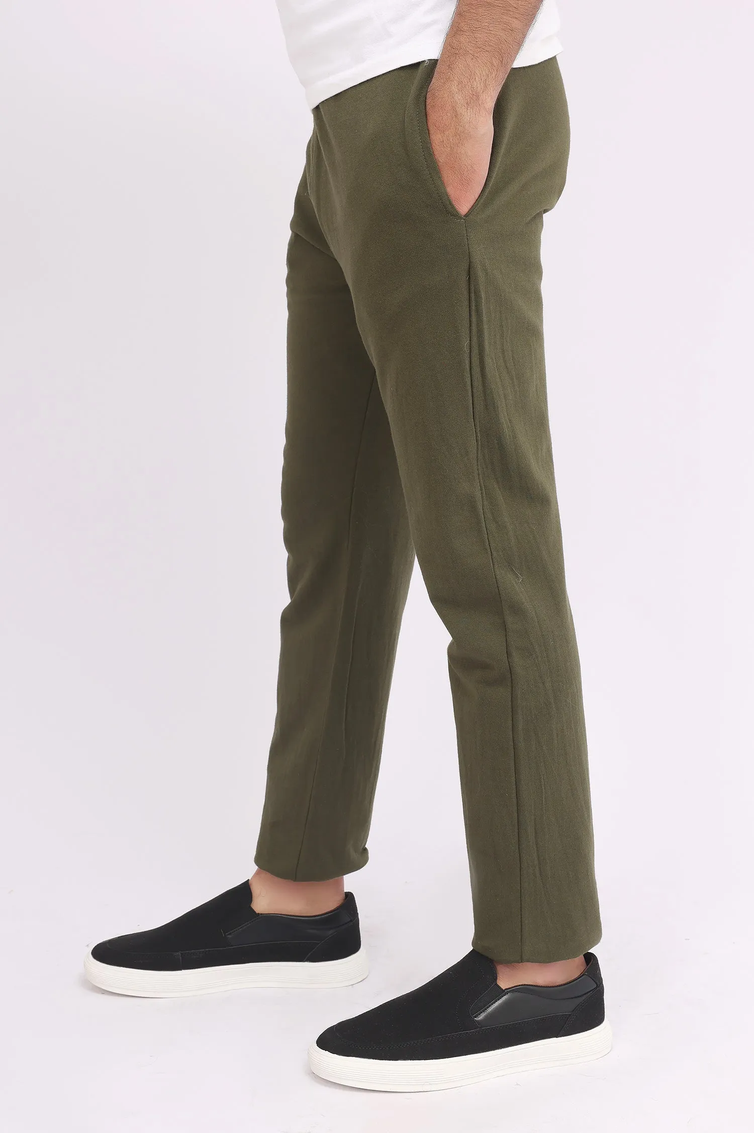 DELICATE COTTON TROUSER-OLIVE