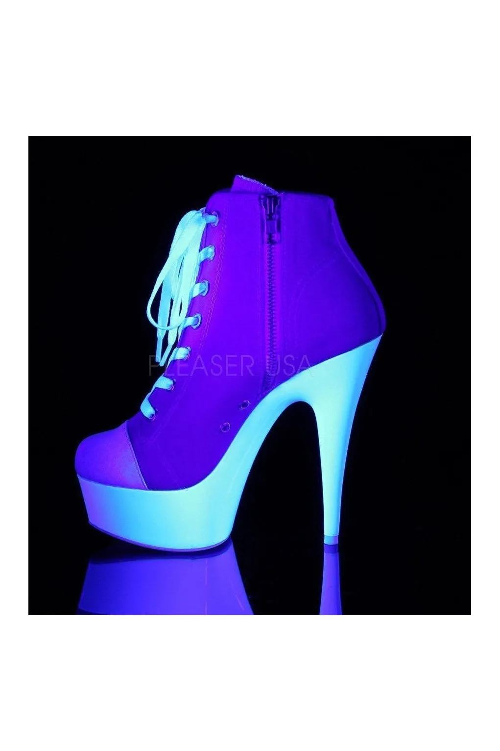 DELIGHT-600SK-02 Platform Ankle Boot | PInk Canvas