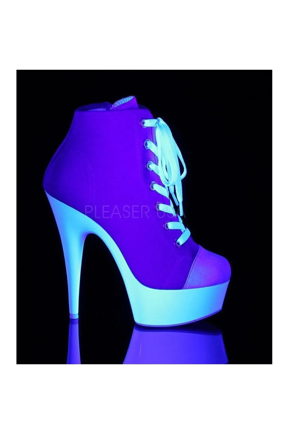 DELIGHT-600SK-02 Platform Ankle Boot | PInk Canvas