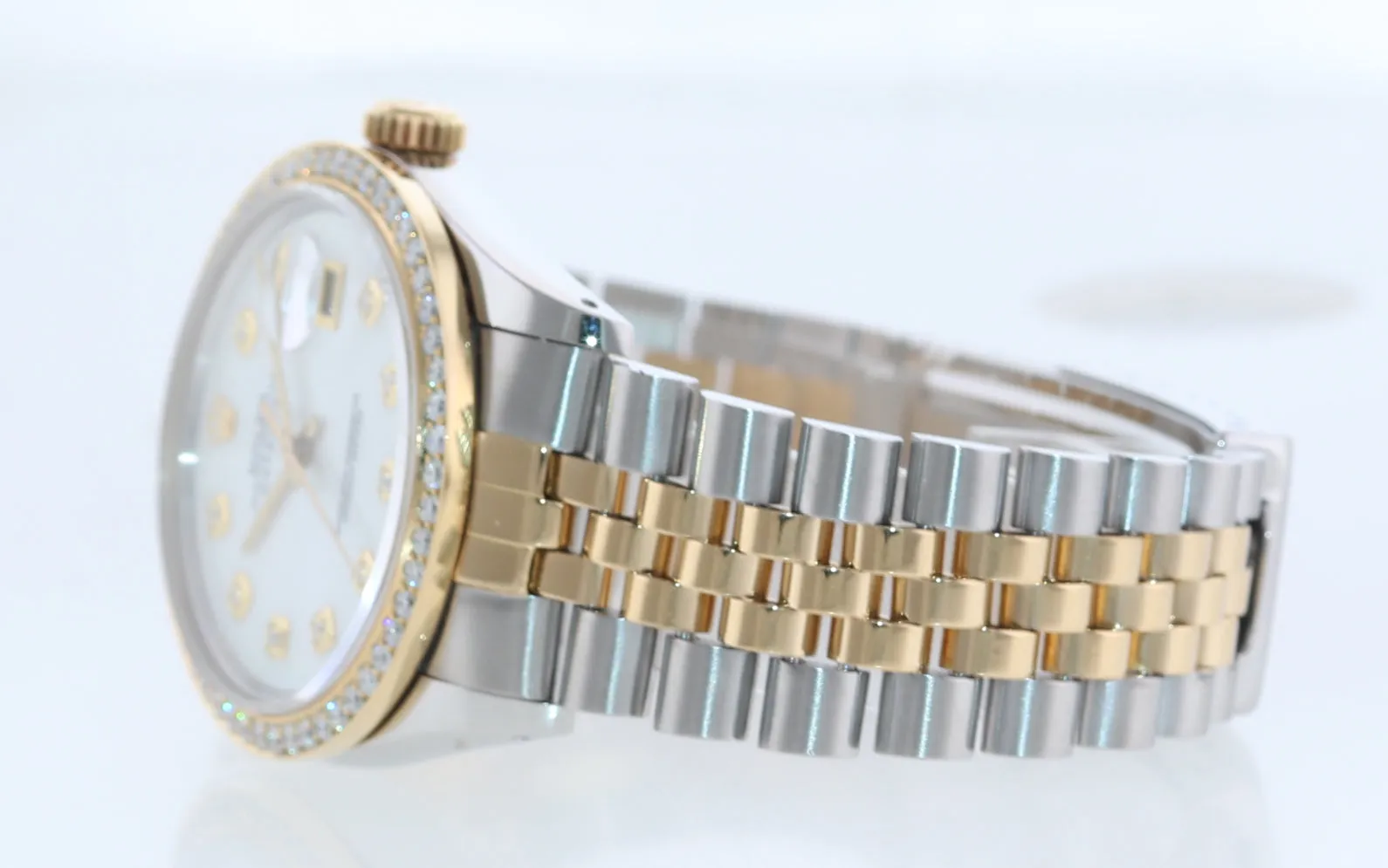 DIAMOND Bezel Rolex DateJust 36mm 16013 Diamond Bezel MOP Dial Watch Box