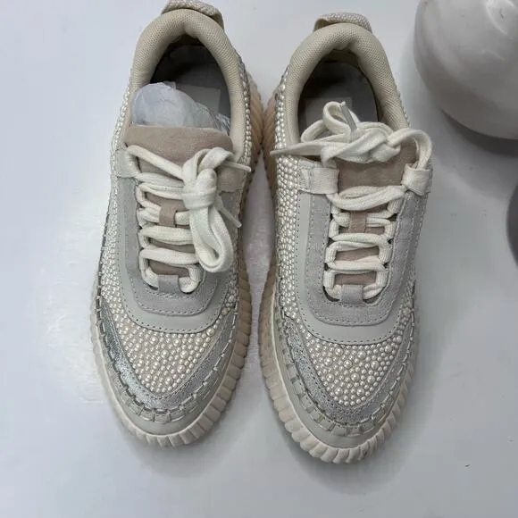 Dolce Vita Dolan Pearl Lace Up Platform Sneaker Vanilla Pearl Women's 6