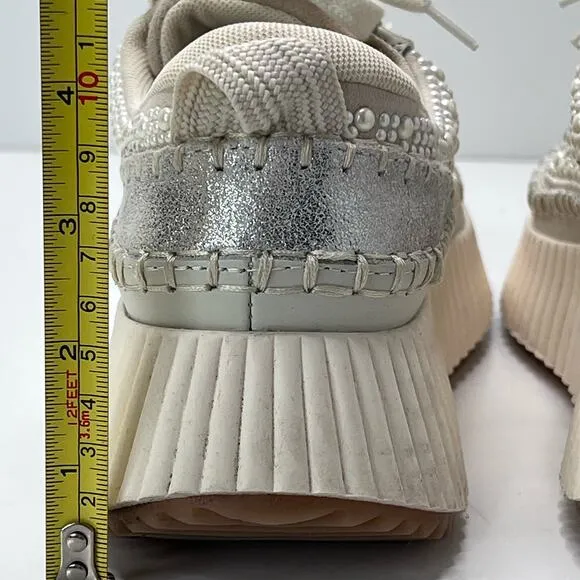 Dolce Vita Dolan Pearl Lace Up Platform Sneaker Vanilla Pearl Women's 6