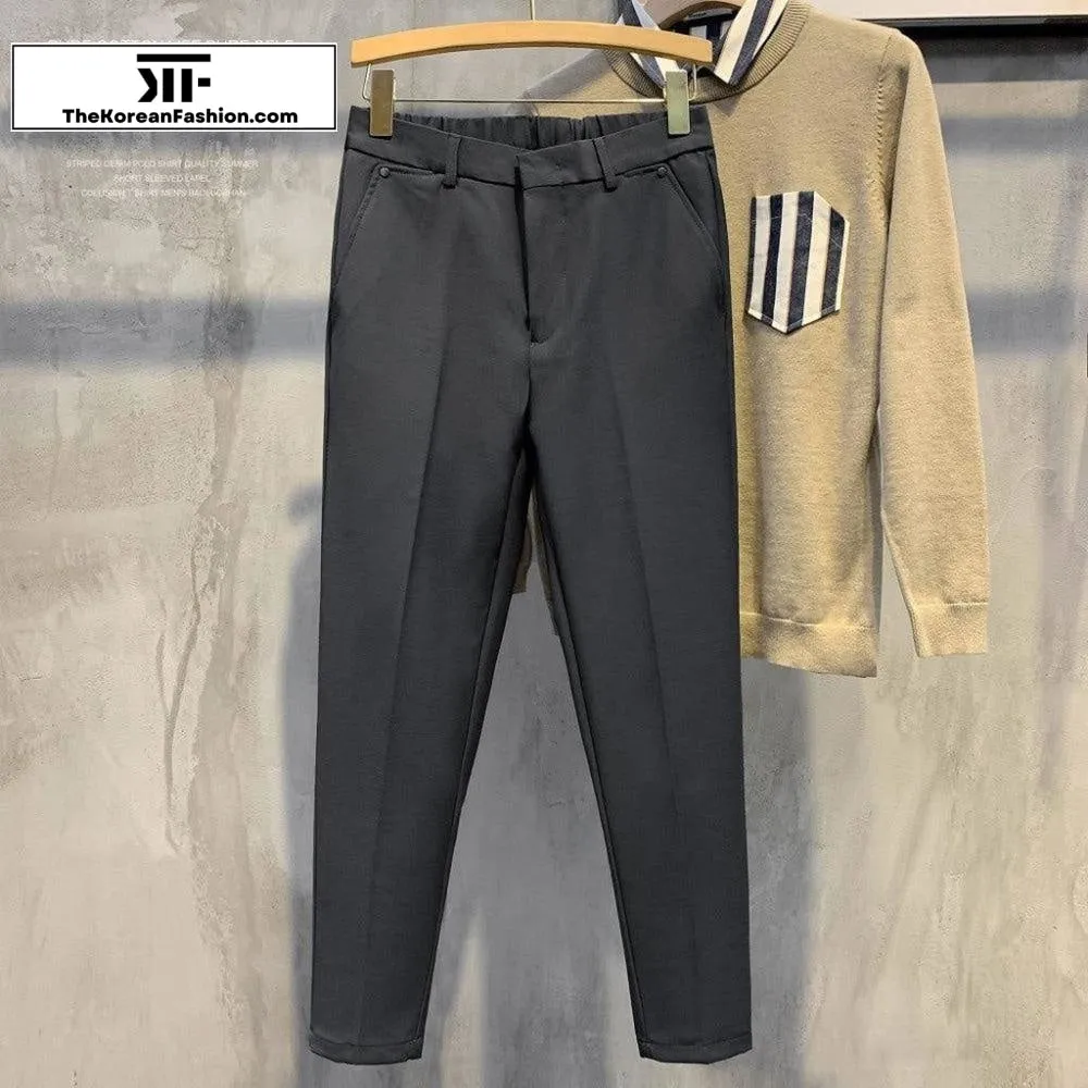 Drape Elastic Waist British Style Pants