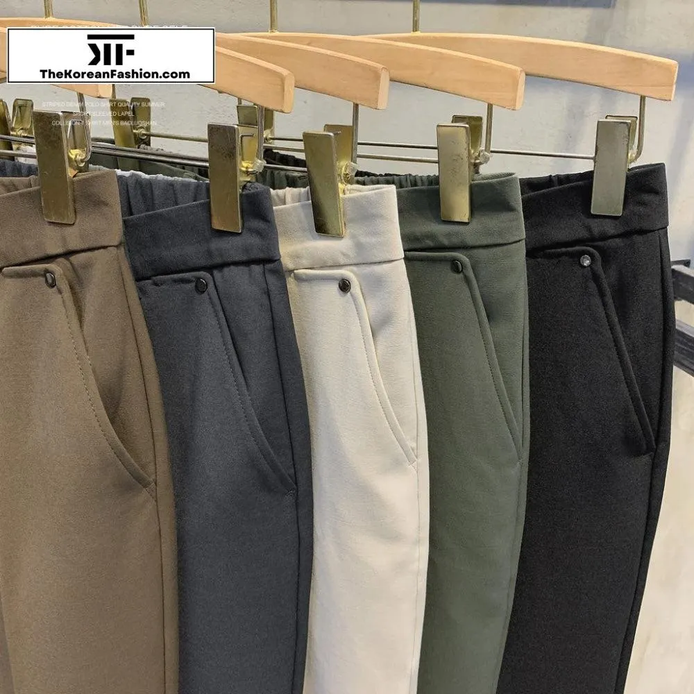 Drape Elastic Waist British Style Pants