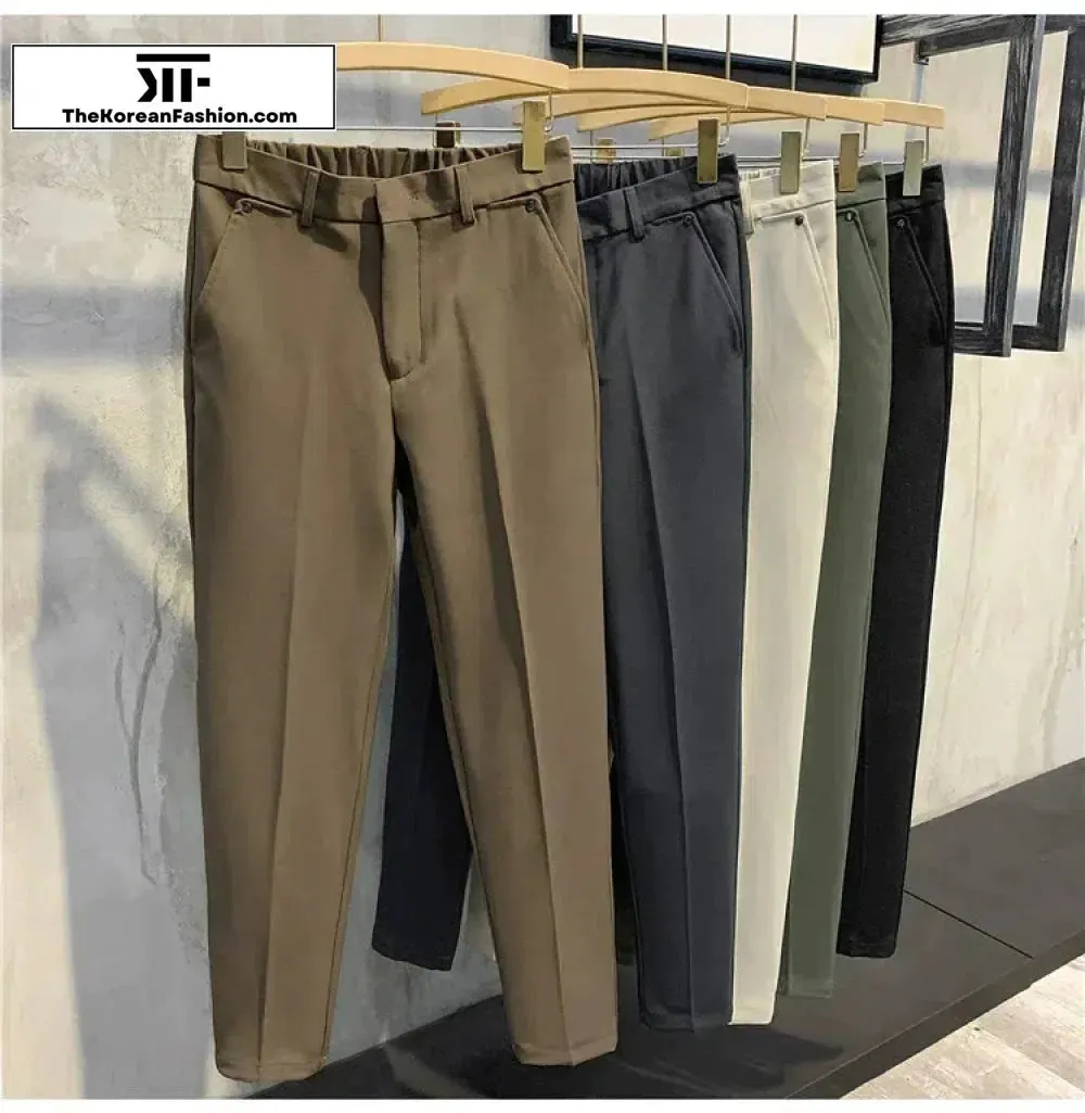 Drape Elastic Waist British Style Pants