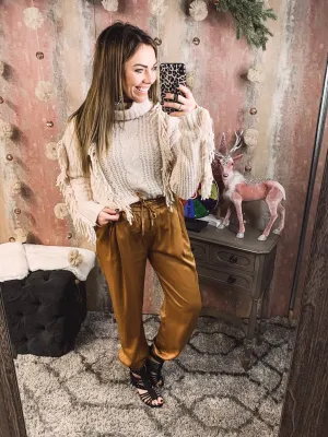 Drawstring Camel Pants w/ Pockets