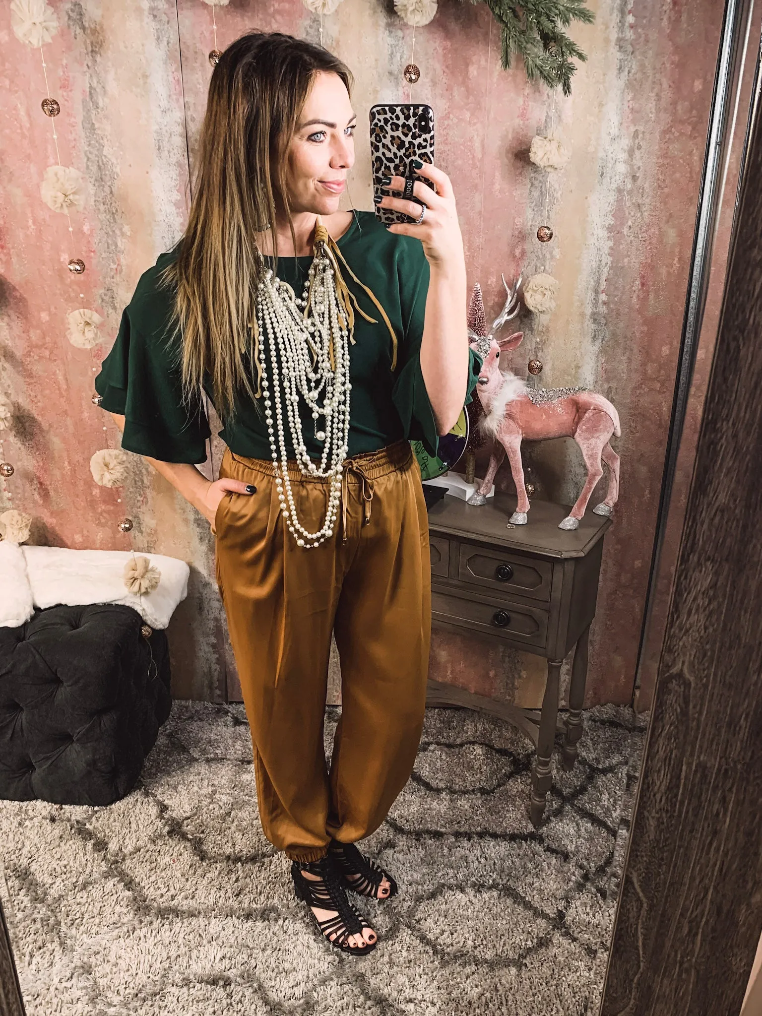 Drawstring Camel Pants w/ Pockets