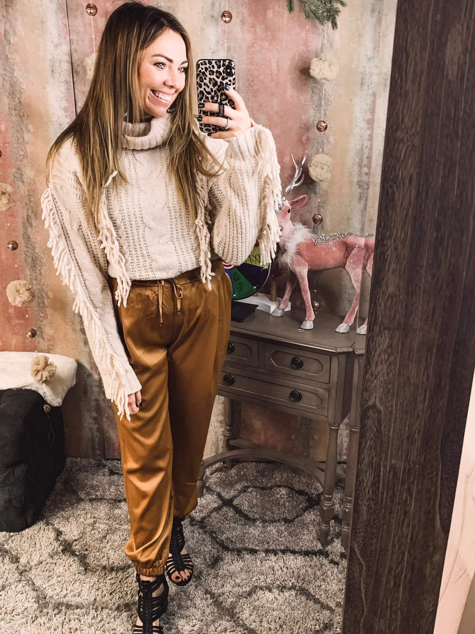 Drawstring Camel Pants w/ Pockets