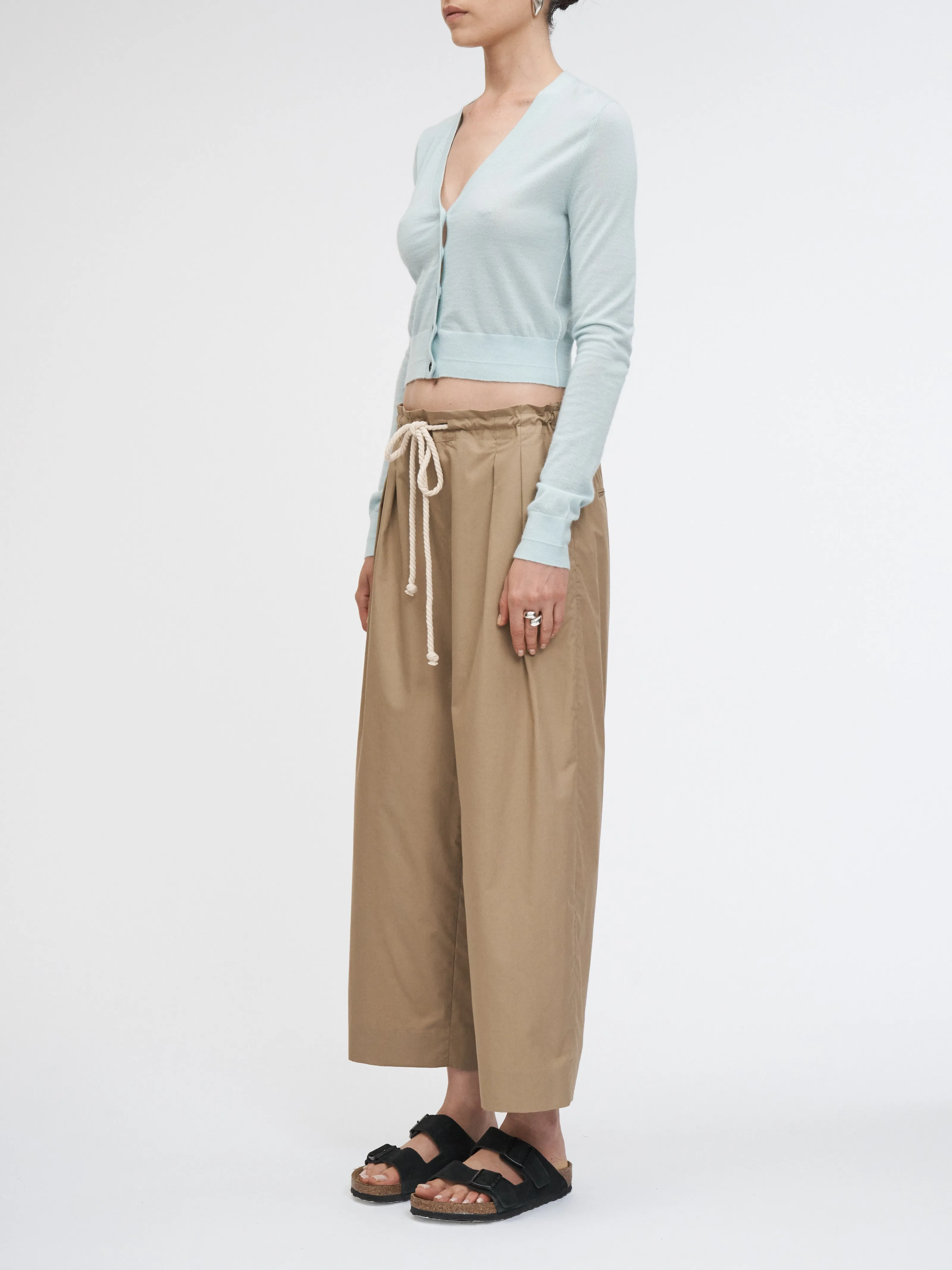 Drawstring Pleat Front Pant in Walnut