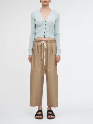 Drawstring Pleat Front Pant in Walnut