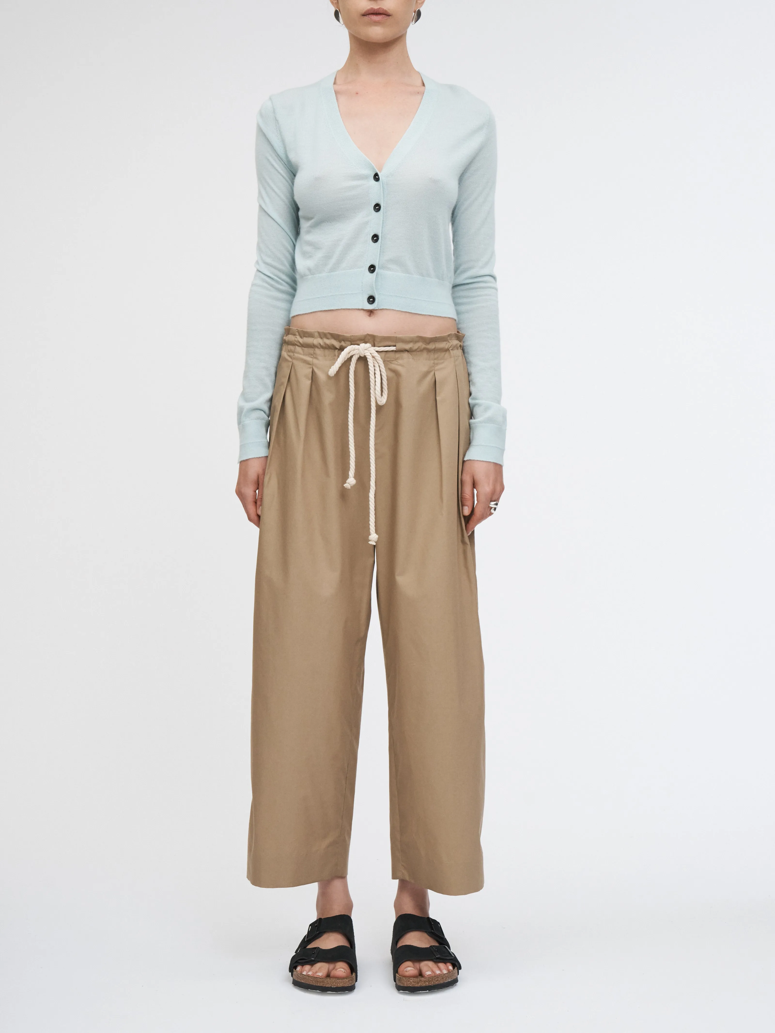 Drawstring Pleat Front Pant in Walnut