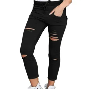 Drawstring Waist Denim Pants