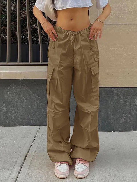 Drawstring Waist Pants with Pockets