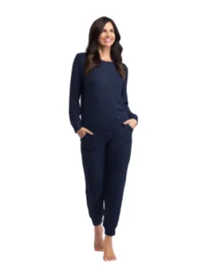 Dream Jersey Crew Neck Lounge Set - Navy