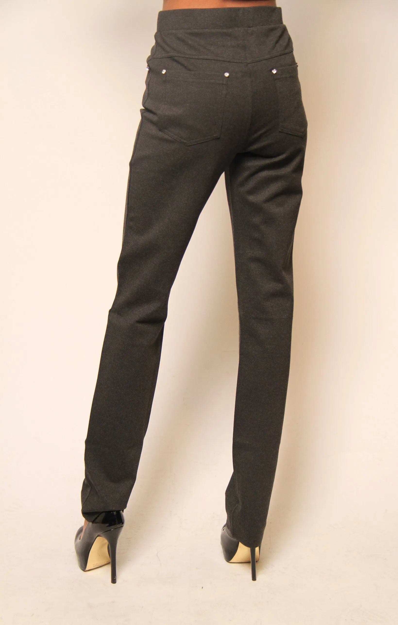 Dress Pants With Two Back Pockets And Elastic Waist Petite Fit