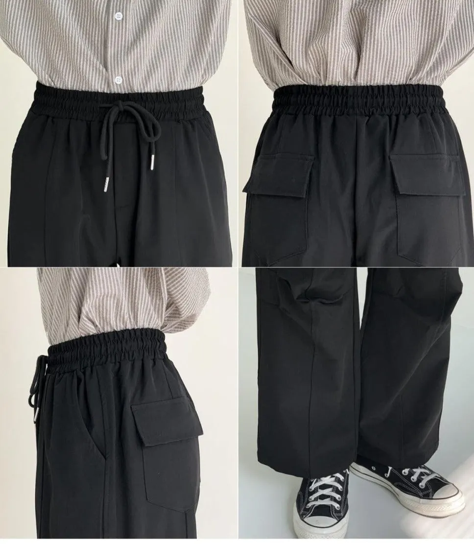 Elastic Parachute Mid-Waist Pants