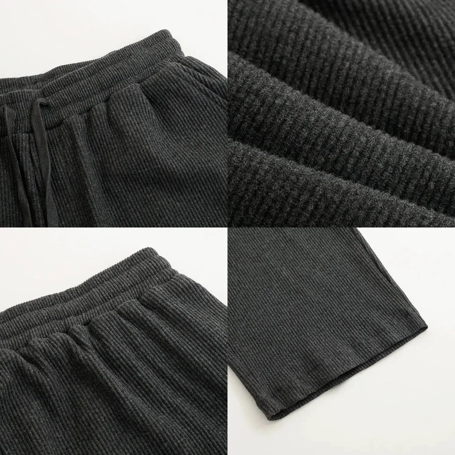 Elastic Waist Drawstring Striped Knitted Drape Pants