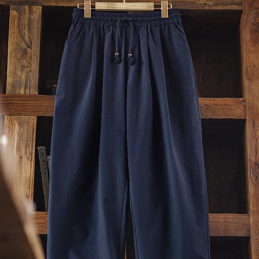 Elastic Waist Seersucker Pants