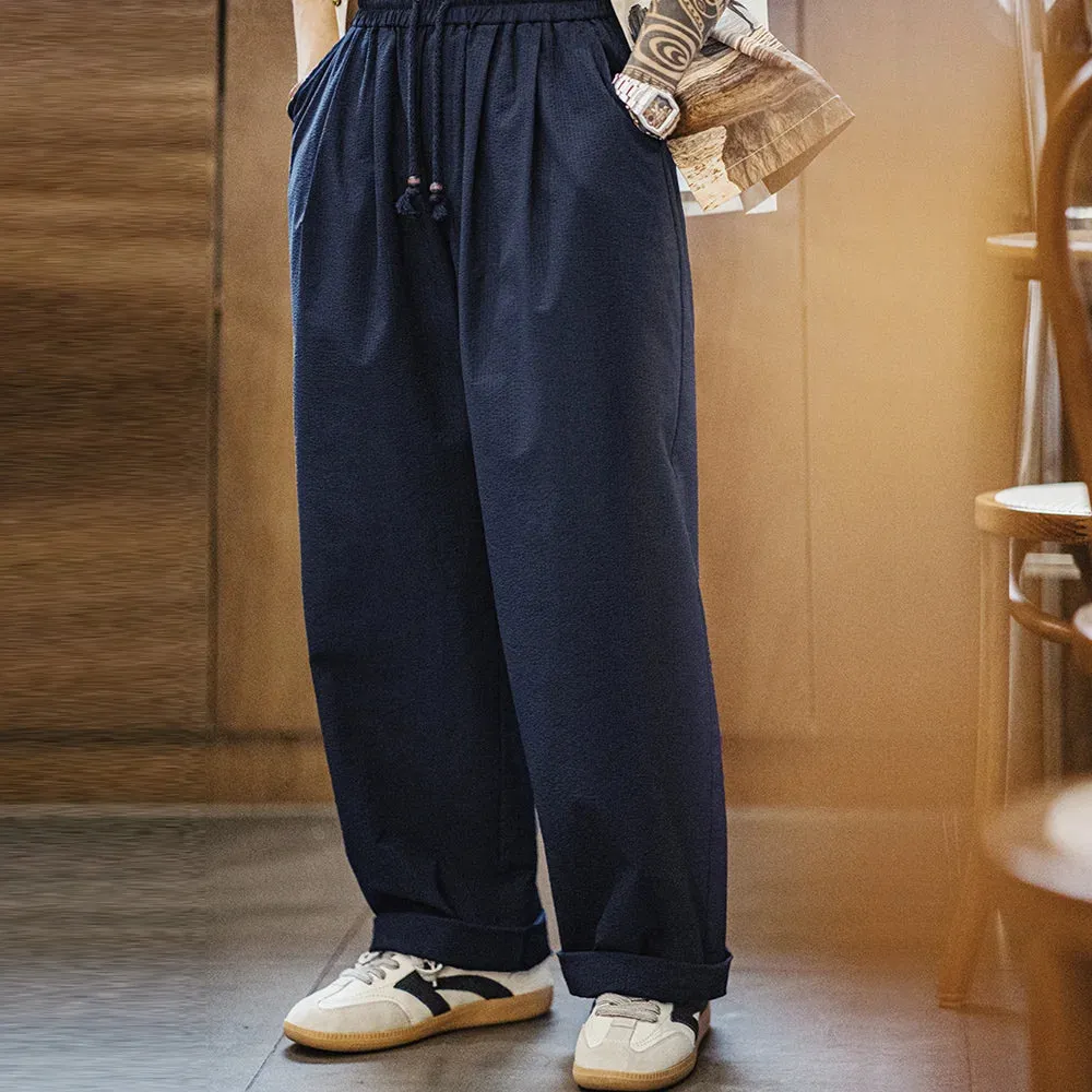 Elastic Waist Seersucker Pants