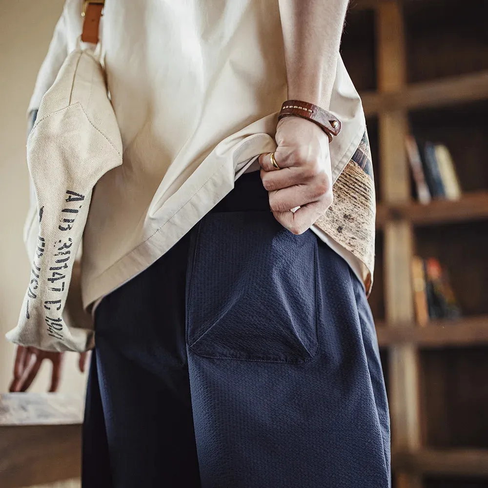Elastic Waist Seersucker Pants