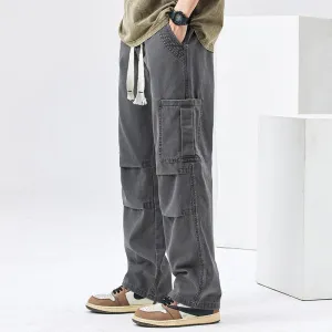 Elastic Waist Straight Cargo Pants