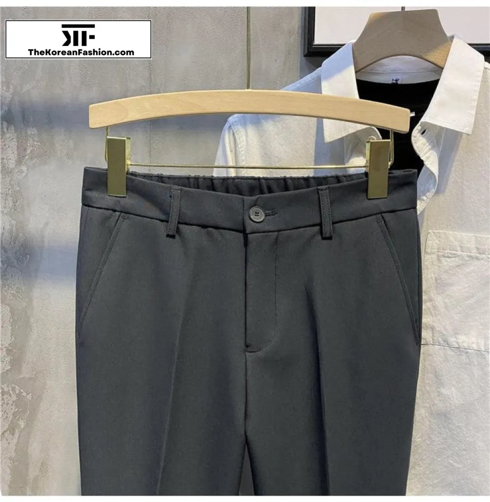 Elastic Waist Suit Casual Straight Pants